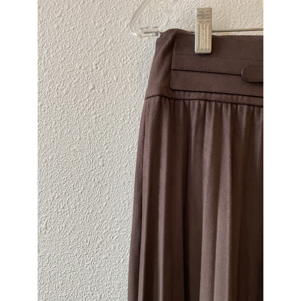 Soft Surroundings Lavina Faux Suede Pleated Stretch Skirt Belted Dark Brown S - Picture 8 of 16